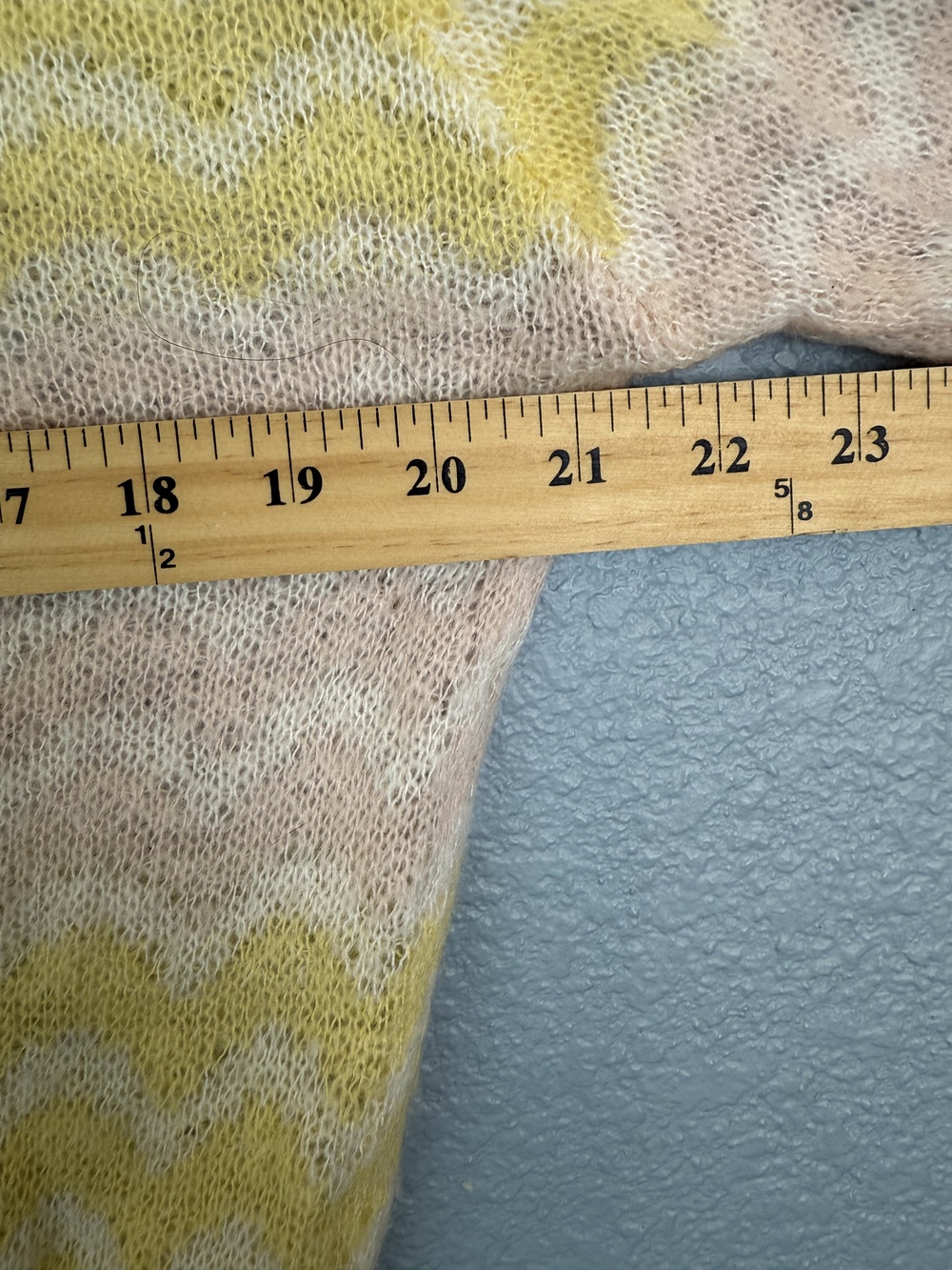 FRNCH Paris Sweater Womens Small Yellow Pink White Chevron Knit Pullover Soft - Picture 9 of 9